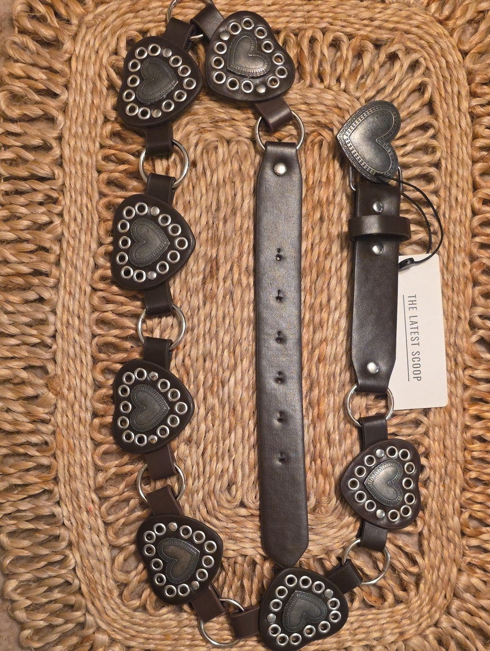 The Latest Scoop Dark Brown Western Heart Concho Statement Belt